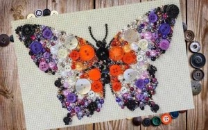 Картины из пуговиц панно бабочка