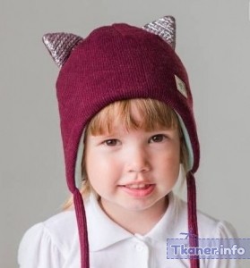 Детская шапка с ушками бордовая