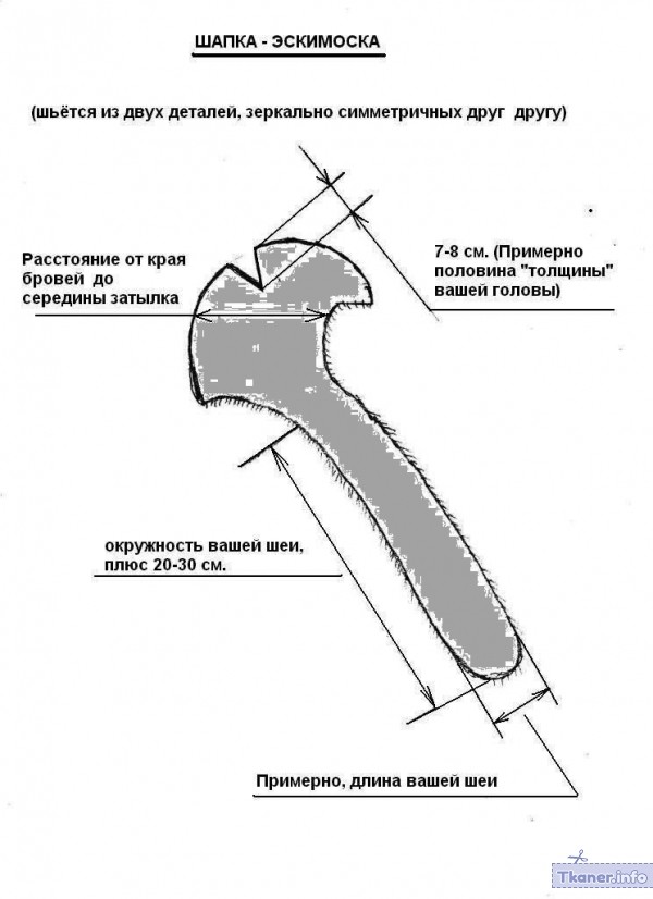 Выкройка шапки-эскимоски