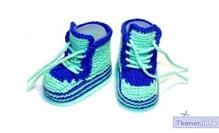 Сине-салатные пинетки кроссовки для малышей