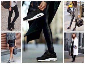 С чем носить женские черные кроссовки
