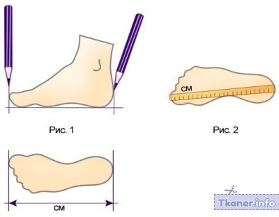 Размеры ноги измерить