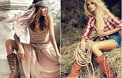 С чем носить женские ковбойские сапоги? Правила комбинирования одежды с сапогами в стиле дикого Запада. Топ примеров.