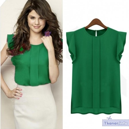 Шифон зеленая блузка