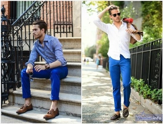 Синие брюки с рубашкой