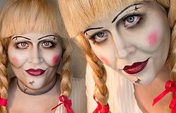 Костюм куклы на Хэллоуин своими руками. Как сделать образ куклы Анабель, Вуду, зомби. Особенности создания пугающего макияжа.