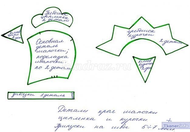 Головной убор шапка для курочки выкройка