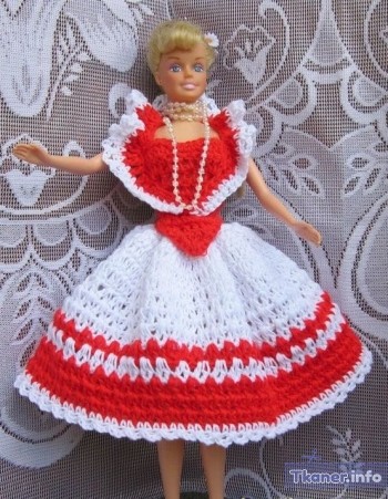 Бело-красное платье Барби 1