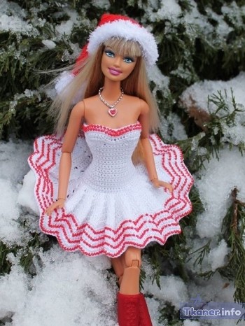 Бело-красное платье Барби на Новый год