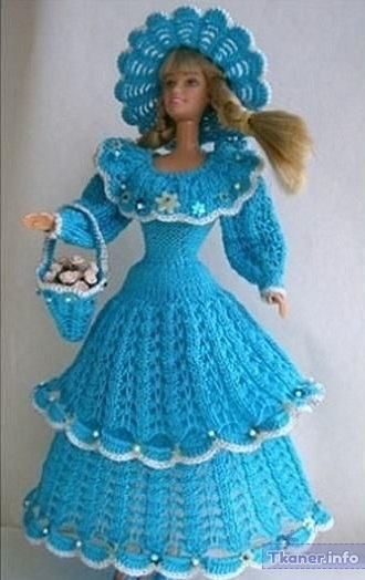 Голубое ажурное платье Барби