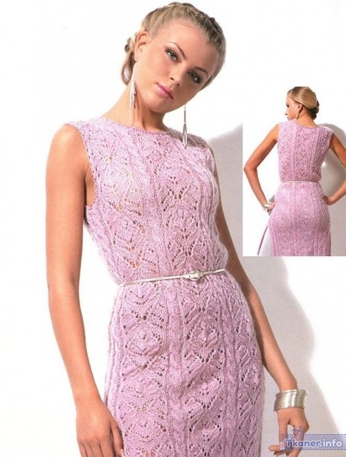 Розовое нежное платье из мохера