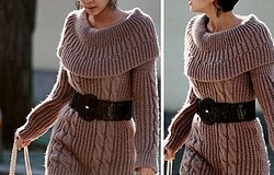 Платье-свитер спицами