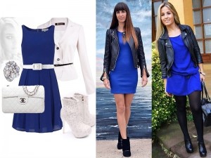 Синее платье и верхняя одежда
