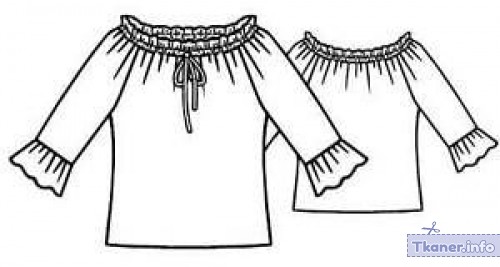 Выкройка блузка с открытыми плечами и рукавом реглан