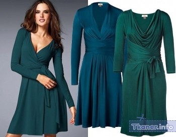 Сине-зеленые трикотажные платья