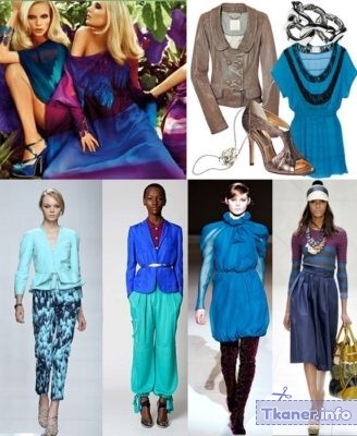 Сочетание голубого и бирюзового в одежде