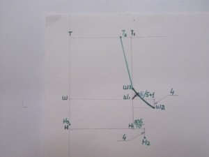 От т. Л1 влево 3 см получают т. Л2 и соединяют ее прямой линией с т. Ш4