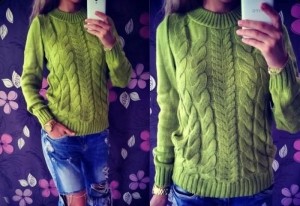Зеленый акриловый свитер