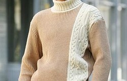 Мужской свитер на вязальной машине: свитер мужской на вязальной машинке с косичками.