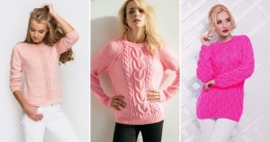 Сочетания модного розового свитер