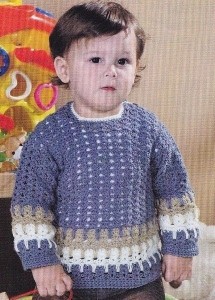 Сиреневый свитер для мальчика крючком