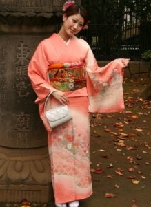 Японское платье в персиковом стиле