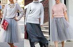 Что надеть с длинной серой юбкой? С какими оттенками сочетается? Примеры образов с разной одеждой и серой юбкой.