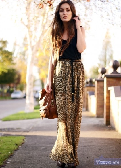 Длинная леопардовая юбка