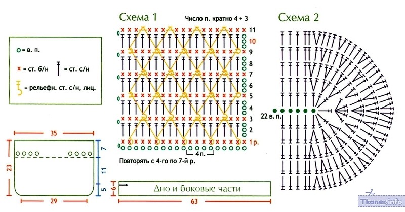 Рюкзак из трикотажной пряжи схема