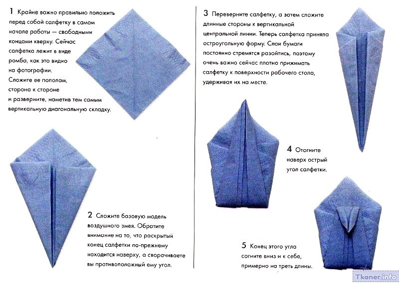 Процесс изготовления лебедя из салфетки.