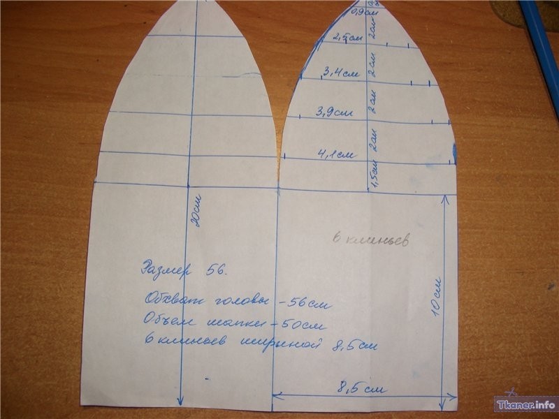 Выкройка шапки носок из трикотажа