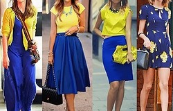 Сочетание синего (голубого) и желтого цвета в одежде: синий и его оттенки