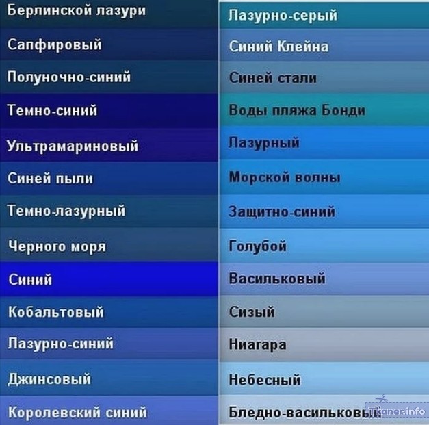 Сине-голубой оттенки