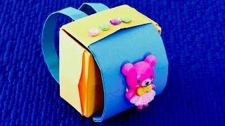 Желто-голубой портфель рюкзак для кукол