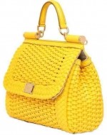 Желтая сумка под плетенку