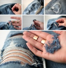 Процесс формирования дырок на джинсах